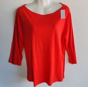 Ann Taylor Orange 3/4 Sleeve Top Size L